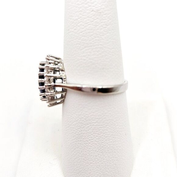 Sapphire Blue Clear CZs Princess Halo Ring NWT Size 8 - Picture 5 of 5